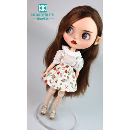 Fits 28--30cm Blyth Azone OB23 OB24 Toys Doll clothes Fashion white shirt, suspender skirt
