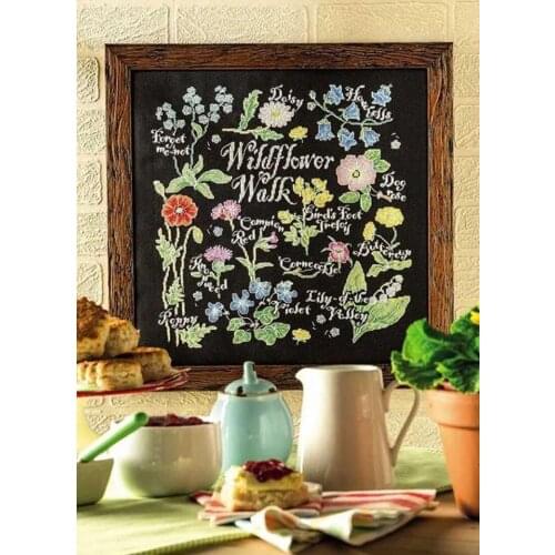 Popular Embroidery Wild Flowers in March Modern Wedding Cross Stitch Kits with 100% Cotton Floss & Free Shipping for Home Decor