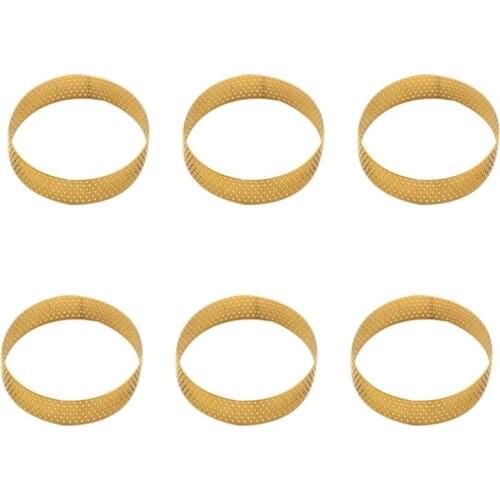 Stainless Steel Porous Tart Ring Bottom Tower Pie Baking Tools Heat-Resistant Perforated Cake Mousse Ring Gold