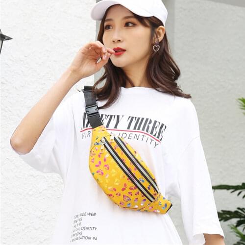 Womens Printed Waist Bag Women Fanny Pack Colorful Girls Bag Travel Kids Cartoon Belt Bag Festival Mobile Phone Pouch Purse