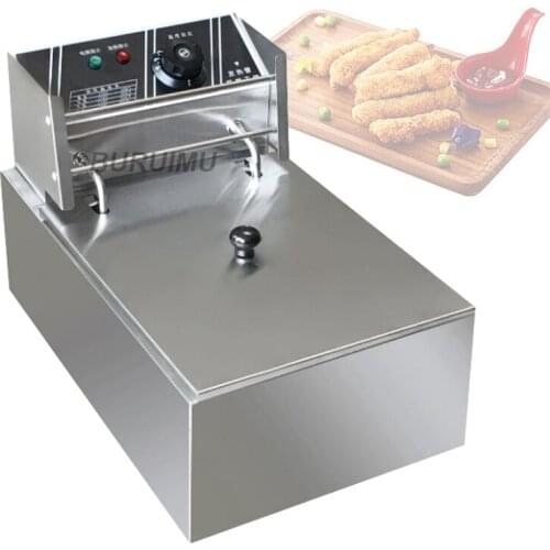 Professional Electric Fryer With Stainless Steel Commercial Electric Deep Fryer Stove Single Cylinder Smokeless Chicken Dough F