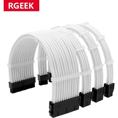 Female to Male 18AWG Sleeved PSU Extension Power Cord / Cable Kits 1X ATX 24P CPU 8P 2X PCI-E 8P