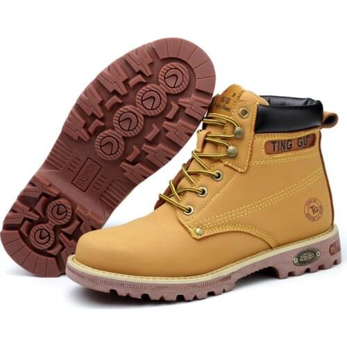 Work shoes Mens Steel toe boots Anti-knock anti-piercing men protection footwear safety shoes Work boots Protective shoes