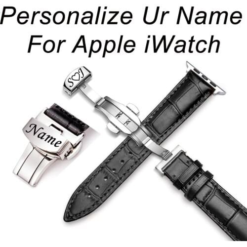 Customize Engrave Your Name For Apple Watch band Strap Genuine Leather watchband For iWatch 5/4/3/2/1 38mm 40mm 42mm 44mm