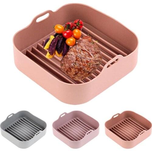 Air Fryer Silicone Grill Pan Multifunctional Air Fryers Oven Accessories Bread Fried Chicken Pizza Basket Baking Tray Baking Pot