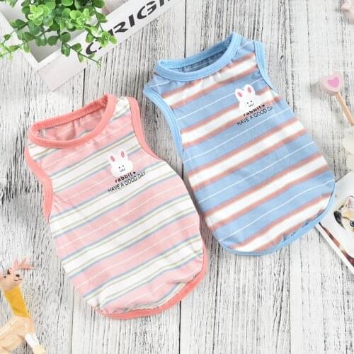 Cute Stripe Cotton Summer Dog Clothe Vest XS XXL Cute Pet Puppies Small Animal Cat Costume Drop Shipping Pugs Outfit Accessories