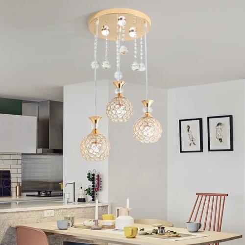 Nordic modern simple dining room chandelier creative three-headed dining room lamps art attic crystal bar personality Chandelier