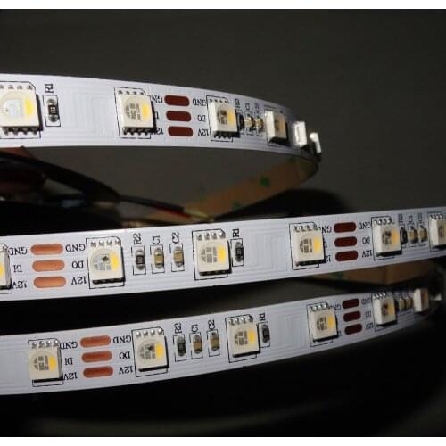5m DC12V SK6812-RGBW(warm white) 300LEDs(20pixes/m) led digital strip;non-waterproof;IP33;WHITE PCB