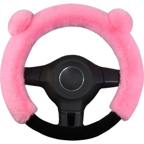 Universal Fluffy Bear Steering Wheel Cover Fashion Cute Cartoon Shape Winter Car Warm Covers for Women Girls