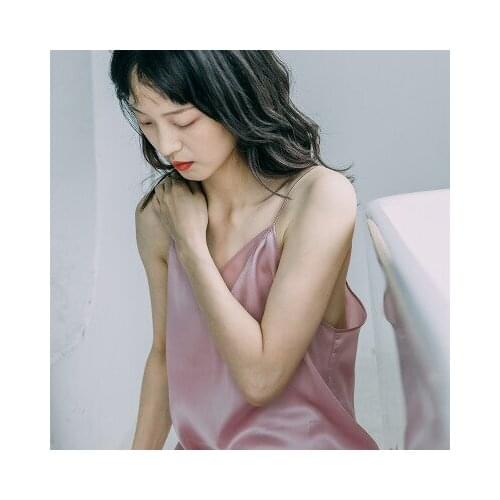 Women Ladies 100 Silk Sex Spring 2020 Summer Nightdress New Home Service Female Summer V-neckNightgown