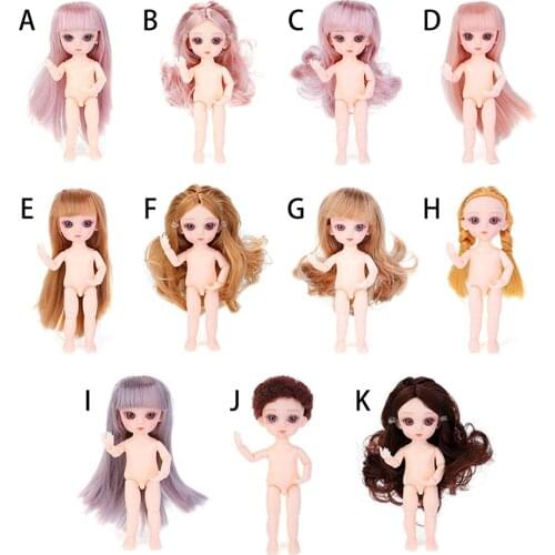1Pcs 16CM/6.3IN Silicone Small Pudding Princess Boys Doll Mini Simulation BJD Doll Not Clothes With 3D Acrylic Beauty For Girls