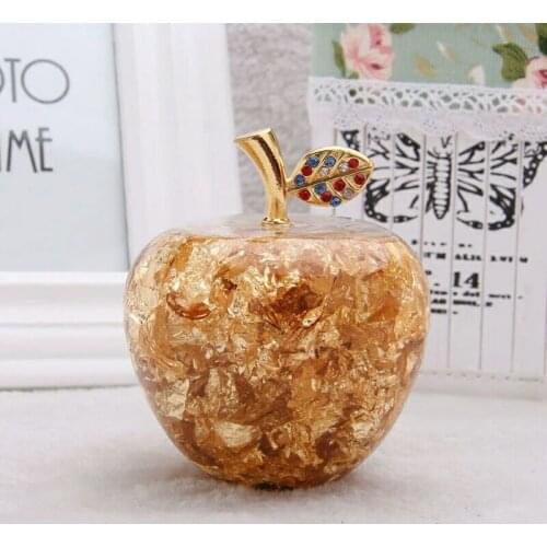 1PC New Modern Style Crystal Gold Foil Apple Creative New Year Gift, Luxury Gold Apple Best Home Decor LH 004