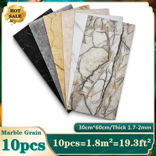 10pcs Marble Grain 3D Wall Sticker Floor Sticker 30x60 cm PVC Self-Adhesive Waterproof Decorative Stickers for Home DIY House