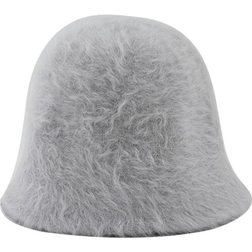 2020 Hat winter womens fashion Solid color rabbit fur hat bucket cap fishermans hat retro knitted wool basin Bucket Hat