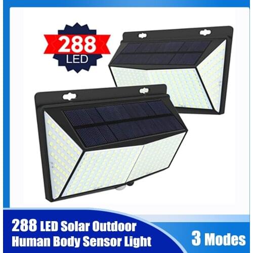 288/100 LED Solar Light Human Body Sensor Solar Lamp IP65 Outdoor Light automatic adjust brightness Garden Street Light