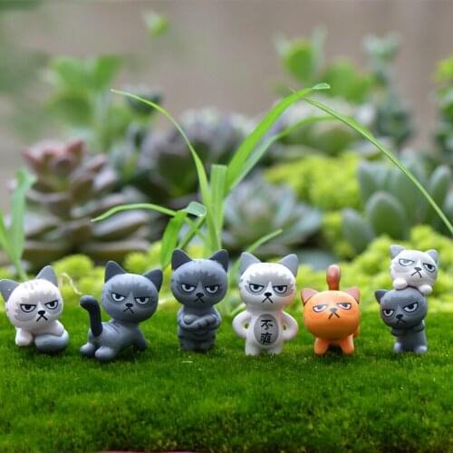 3PCS Cats Bonsai Girls Fairy Garden Miniatures Mini Gnomes Moss Terrariums Resin Crafts Figurines for Cake Garden Decoration