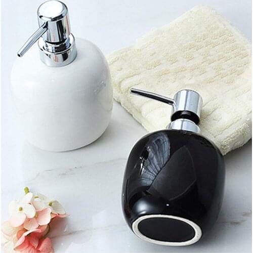 450ml Ceramic Empty Refillable Bathroom Liquid Lotion Dispenser Pump Bottle Shampoo Bottle Bath Set Lotion Storage