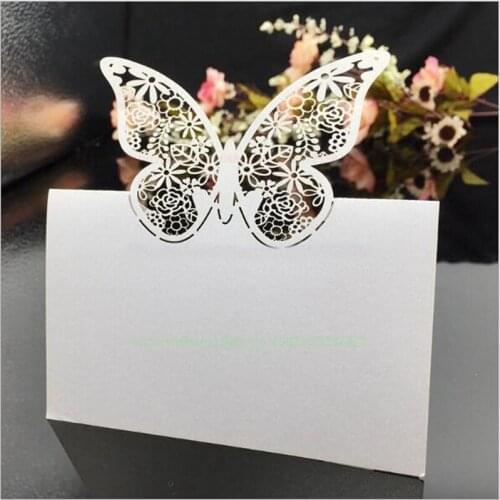50pcs Butterfly Laser Cut Wedding Party Table Name Place Cards Favor Message Setting Card Baby Shower Wedding Birthday Supplies