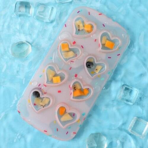 8-Grids Ice Cube Tray Silicone Heart Decorative Baking Mold Chocolate Mold Jelly Candy Mold For Kids DIY Home Baking Tools