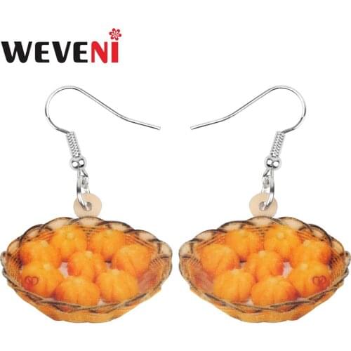 WEVENI Acrylic Thanksgiving Pumpkin Pie Earrings Drop Dangle Festival Decoration Jewelry For Women Girls Teens Charms Party Gift