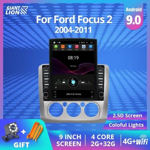 9 Inch 2din Android 9.0 Car Radio For Ford Focus EXI MT 2 3 Mk2 2004 2005 2006 2007 2008 2009-2011 2Din GPS Multimedia Bluetooth