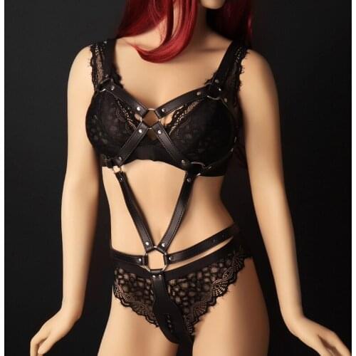 Bdsm Sexy Underwear Set Full Body Bondage Harness Bra Leather Hollow Out Suspenders Lingerie Stockings Garter Belt Fetish Rave