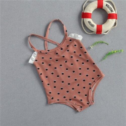 2021 Baby Wave Point Swimwear Sleeveless Cross Strap Triangle Sling Swimwear One-piece Swimming Clothing