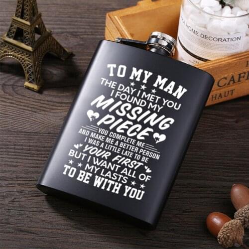 To My Man Hot sale portable stainless steel hip flask alcohol bottle travel whiskey alcohol liquor bottle flagon Male Small Mini