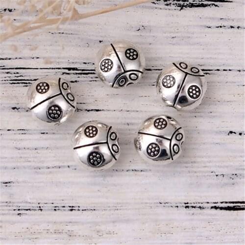 DoreenBeads Zinc Based Alloy Spacer Beads Ladybug Animal silver color 9mm( 3/8") x 9mm( 3/8"), Hole: Approx 1.4mm, 10 PCs