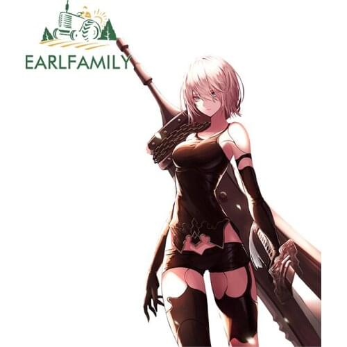 EARLFAMILY 13cm x 11.7cm for Beautiful Mecha Girl Sticker Personality Creative VAN Car Stickers Waterproof Anime Window Decal