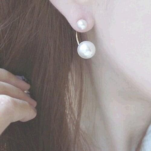 Elegant Style Lovely Imitation Double Pearl Ear Stud Earrings Women Fashion Accessories
