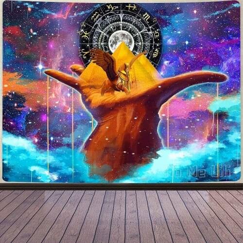 Galactic Pyramid Tapestry Fantasy Egyptian Mythology Sphinx Divination Astrolabe Tapestry By The Hand Of God For Home Decor