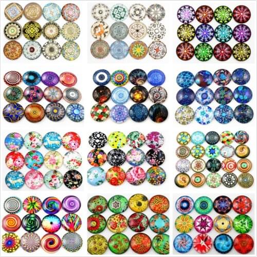 Hot Sale 10pcs 25mm New Fashion 16style Mixed Handmade Glass Cabochons Pattern Domed Jewelry Accessories Supplies