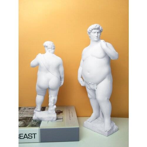 Greek Art Fat David Statue Creative Living Room Large Resin Decoration Nordic Abstract Figure Sculpture Retro Home Decoration