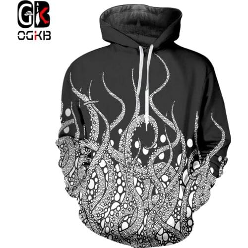 OGKB New Harajuku Men/womens 3d Printed Tentacle Hoodies Octopus Sweatshirts Man Bodybuilding Fitness Casual Sweats Jumpers