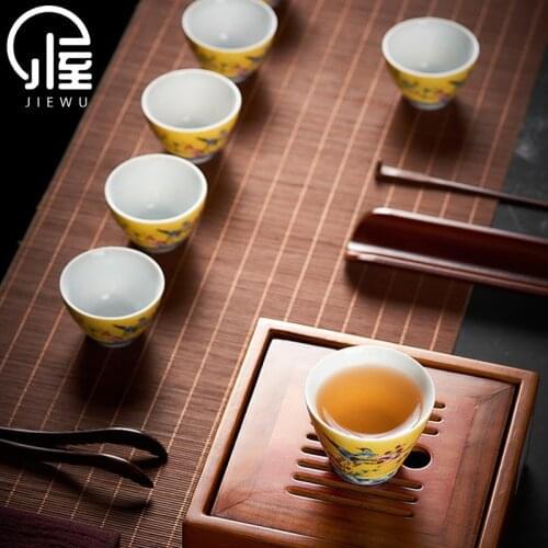 JIEWU 6 Pieces Hand-carved Ceramic Cup Personal Kung Fu Tea Cup 2021 New Hot Office Home Kitchen Tea Set Accessories