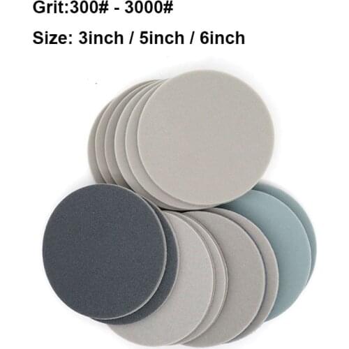 3/5/6 Inch Round Sponge Sanding Disc Foam Sandpaper Hook Loop Flocking Self-sticking Polishing & Grinding 300-3000Grit