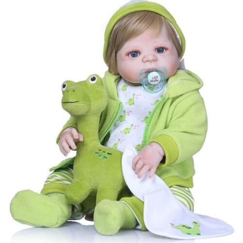 NPK 55cm Full Silicone Body Reborn Baby Doll Toy Realistic Newborn Princess Girls Babies Doll Kid Brinquedos Bathe Toys Gifts