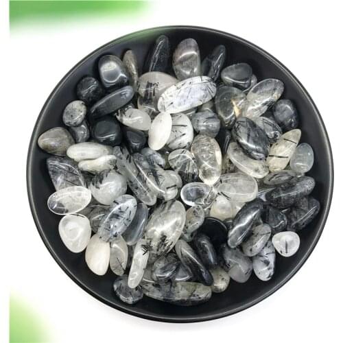 50g 12-15mm Natural Black Hair Quartz Rutilated Crystal Rock Chip Healing Reiki Gravel Stones Natural Stones and Minerals