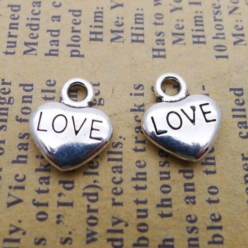 Fashion Alloy Puffy LOVE Heart Pendant Charms Necklace Earring Making Charms 10*12mm 100pcs AAC967