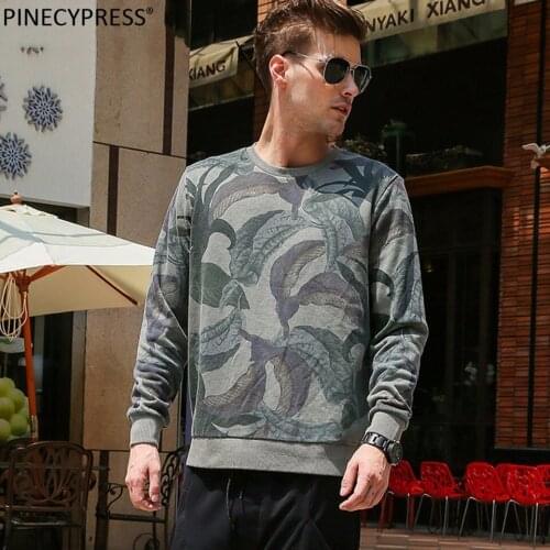 Man Camouflage Autumn Spring Quality Cotton Male Round Neck Long Sleeve Fashion Leaf Grey Slim O-neck 2021 Men Sweatshirt