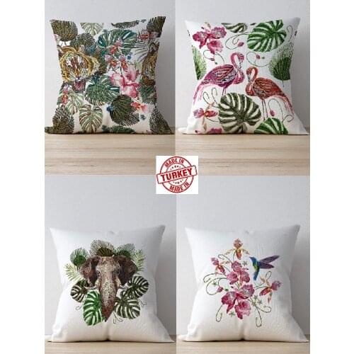 4 PIECES CUSHION COVER SET PILLOVELAND 43X43 CM TROPICAL