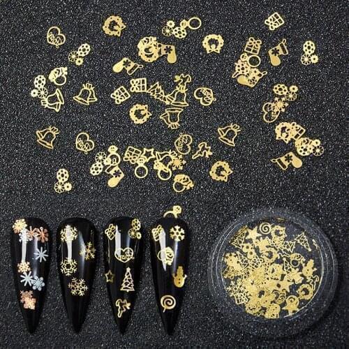 New Year Christmas Snowflakes Nail Art Sequins Glitter 3D Hollow Out Flakes Paillette Stickers For Winter Nails Art Accessories