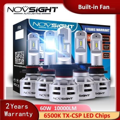 NOVSIGHT H11 H4 H7 LED 9005 9006 H8 H9 HB2 HB4 HB3 Car light lighting 60W 10000LM 6500K Universal led Fog Light Headlight Bulb