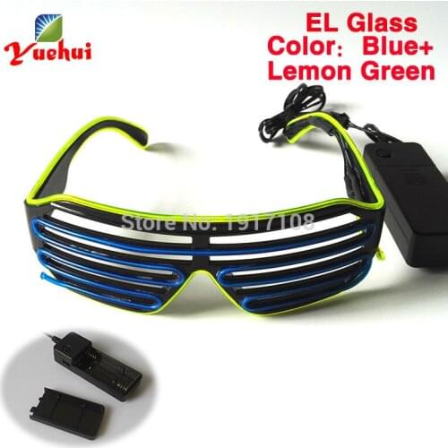 New arrive 17 Style Choice Glowing Wedding decor EL Shutter Glasses Powered by Sound active EL driver For Party decoration