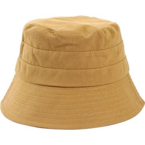 Doitbest woman Beach Bucket Cap Cotton Bucket Hats Women Men Summer Sunscreen Hat Solid color Sunbonnet Outdoor Fishermans Hat