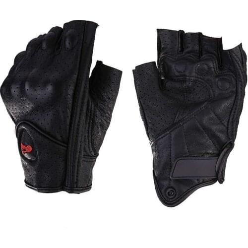Motorcycle Gloves Leather Summer Breathable Half Finger Gloves Unisex Mitt Fingerless Glove For Men Women Motorcycle Accessories