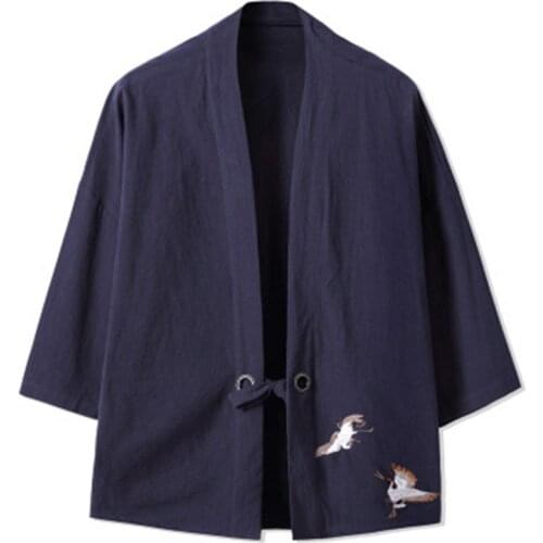 Casual Kimono Men Chinese style Cotton Linen Robe Solid color loose Cardigan Mens thin vintage Windbreaker coat Plus size 5XL