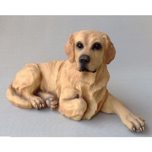 New real life Golden dog model Resin simulation lying dog Home Decoration gift about 36x20cm xf2823