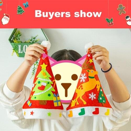 Christmas Hat DIY Kit Cute Christmas Hat Diy Handmade Interactive Production Family Christmas Activity Toys Various Patterns